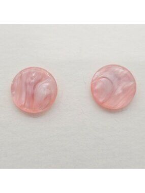 Round Pink Swirl Acrylic Stud Earrings With Stainless Steel Posts 3/4"